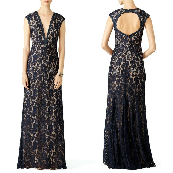 LM Collection Navy Romantic Ride Gown 0 Plunge - Picture 1 of 10